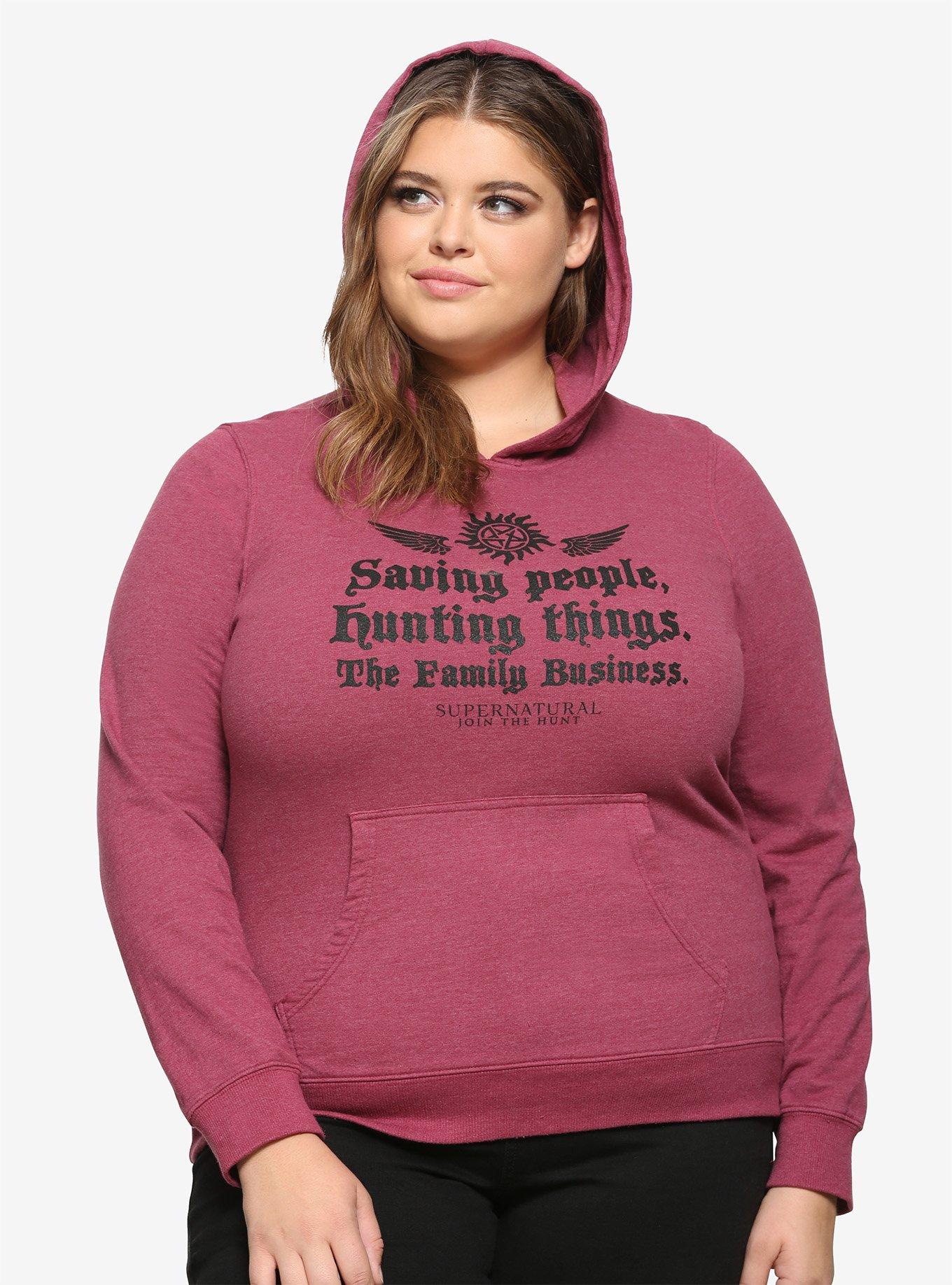 Supernatural Family Business Girls Hoodie Plus Size, BLACK, hi-res