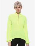 Neon Lime O-Ring Mock Neck Girls Sweater, LIME, hi-res