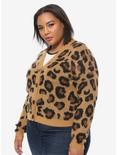 Leopard Print Girls Crop Cardigan Plus Size, LEOPARD, hi-res