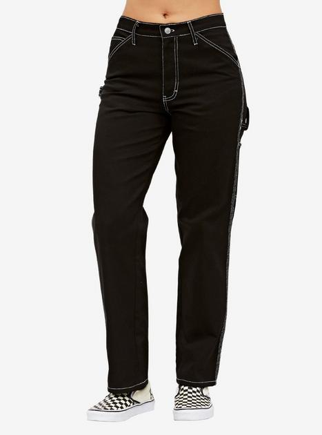 【COLOR iN ID】black&white stitch pants Black & White Stitch Hi-Rise Carpenter Pants | Hot Topic