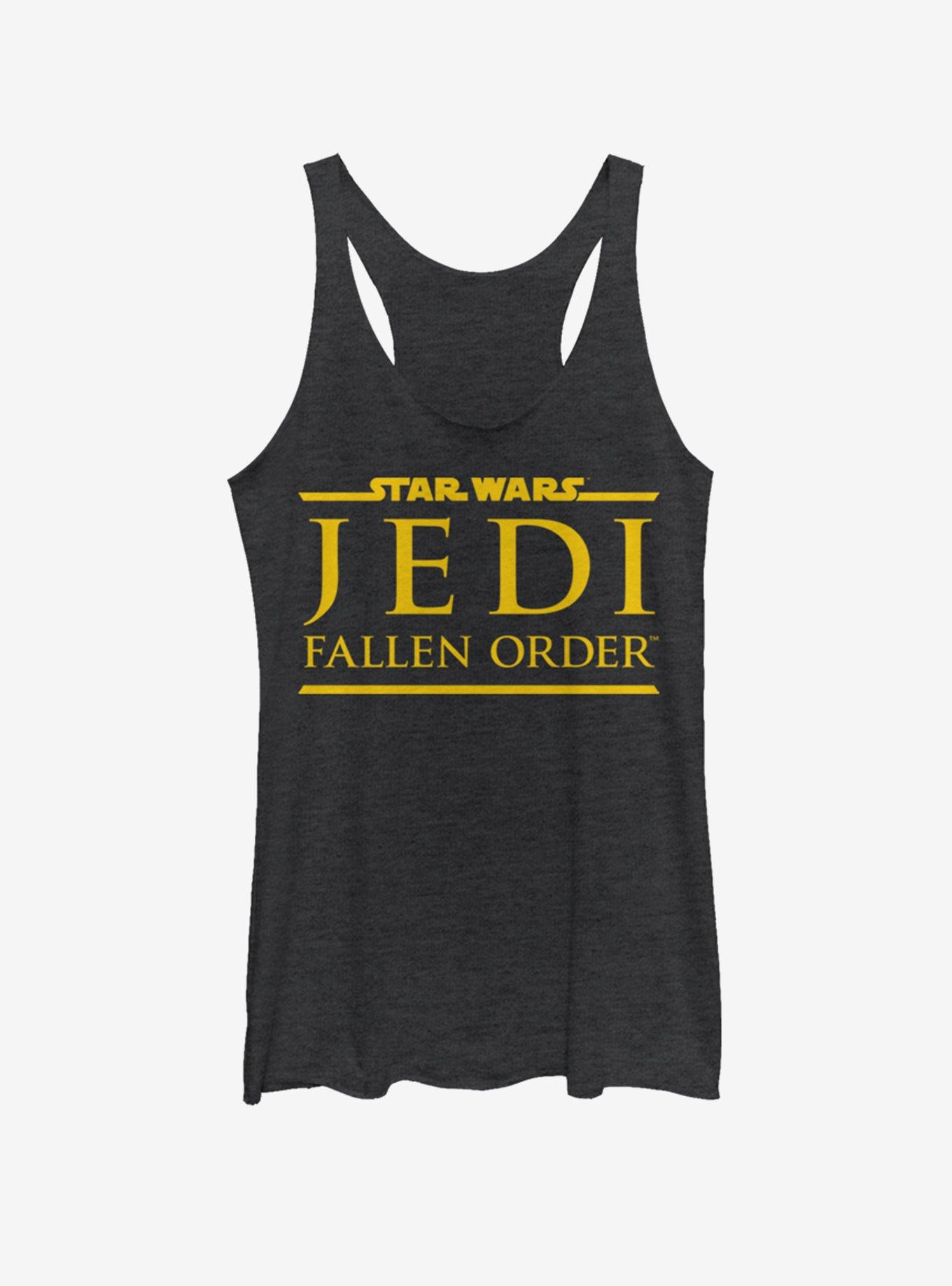 Star Wars Jedi Fallen Order Logo Yellow Ink Girls Tank Top, BLK HTR, hi-res