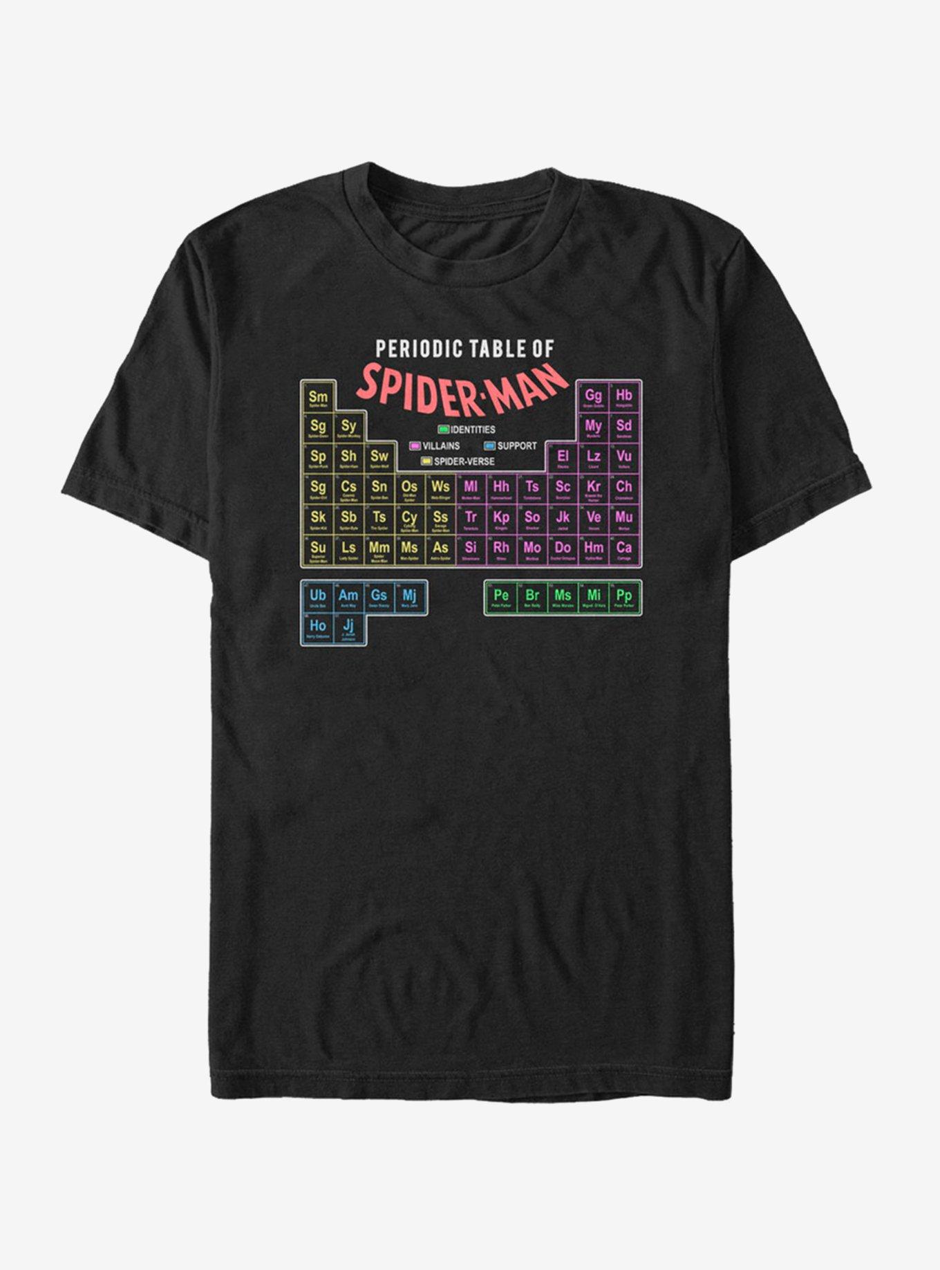 Marvel Spider-Man Periodic Table T-Shirt - BLACK | Hot Topic