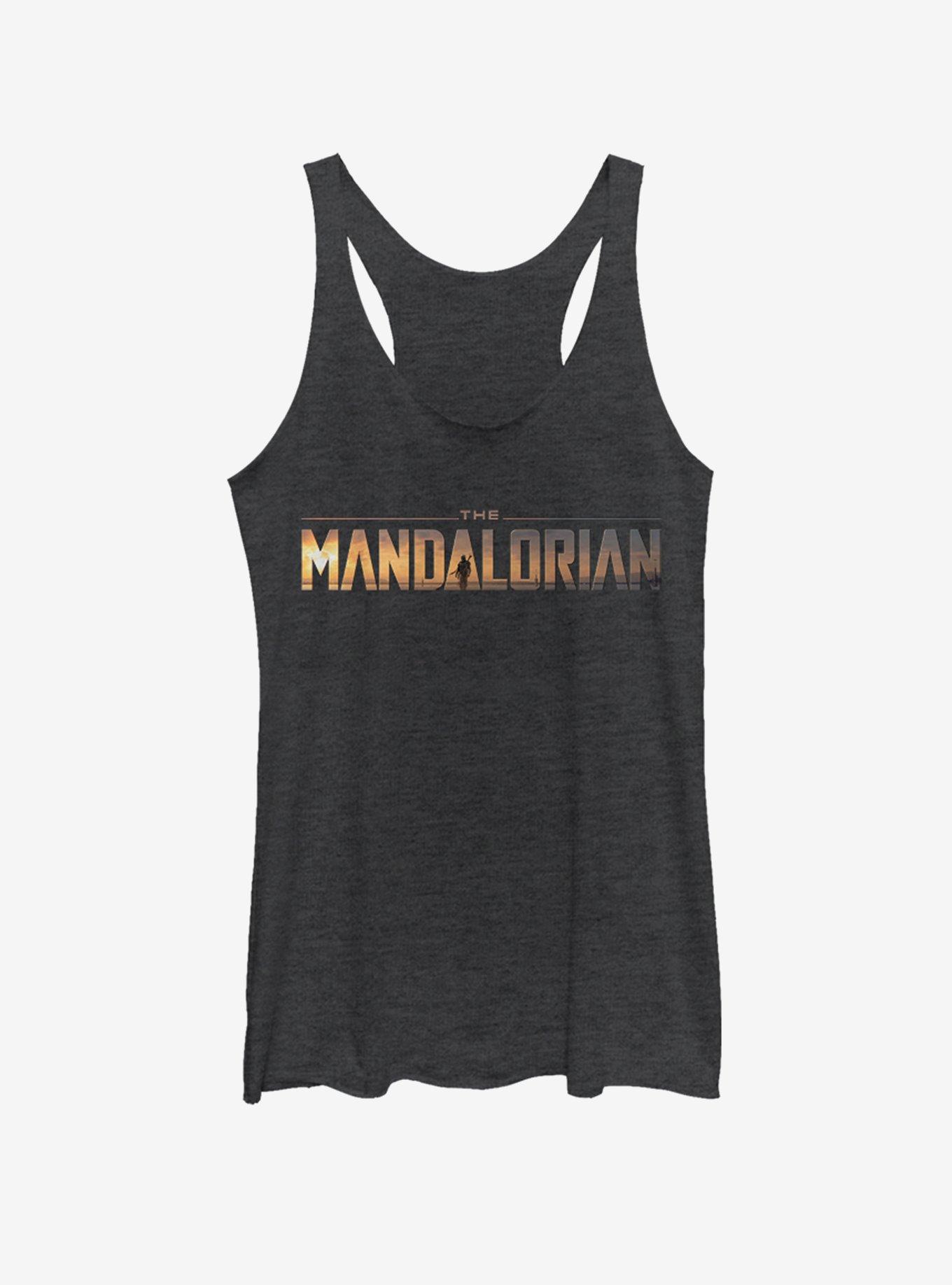 Star Wars The Mandalorian Logo Girls Tank Top, BLK HTR, hi-res