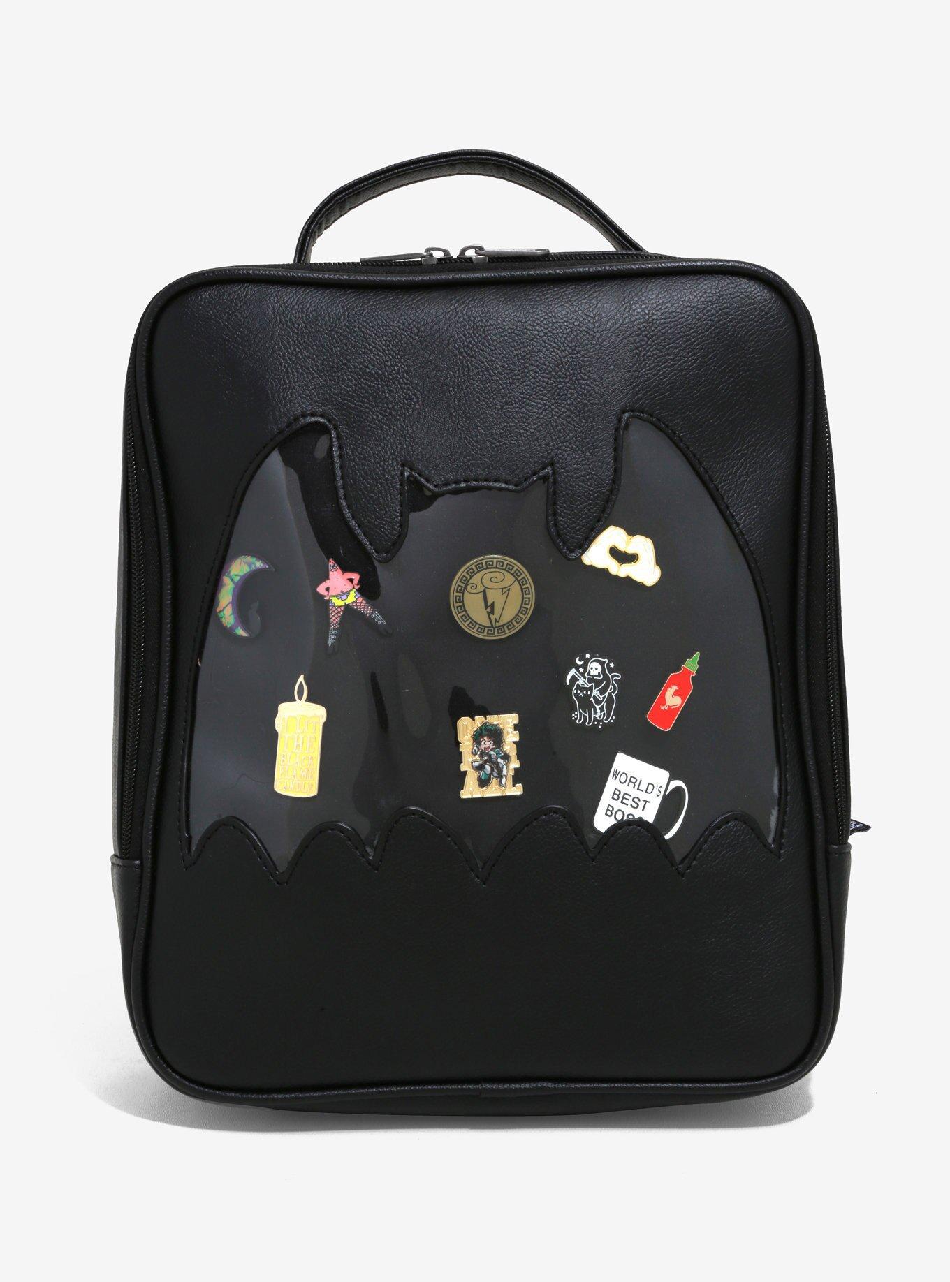 Loungefly Bat Cutout Pin Collector Faux Leather Mini Backpack, , hi-res