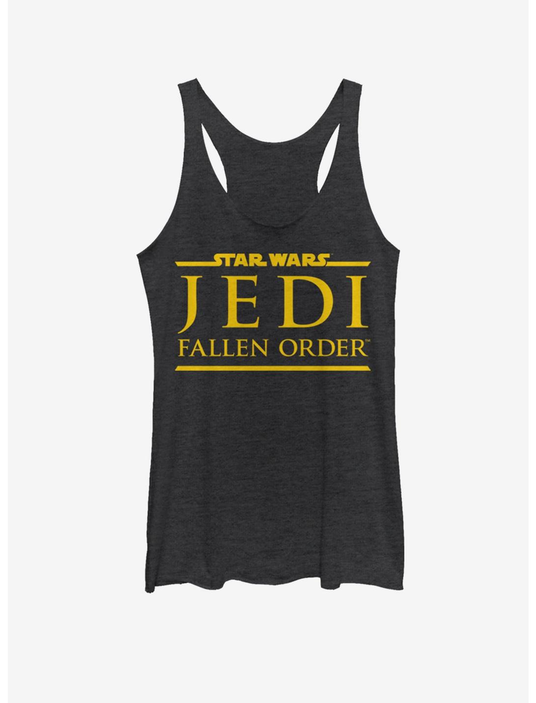 Star Wars Jedi Fallen Order Logo Yellow Ink Womens Tank Top, BLK HTR, hi-res