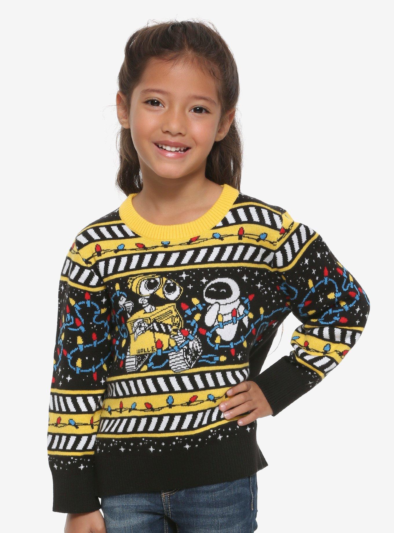Disney Pixar WALL-E & EVE Toddler Ugly Holiday Sweater - BoxLunch Exclusive, BLACK, hi-res