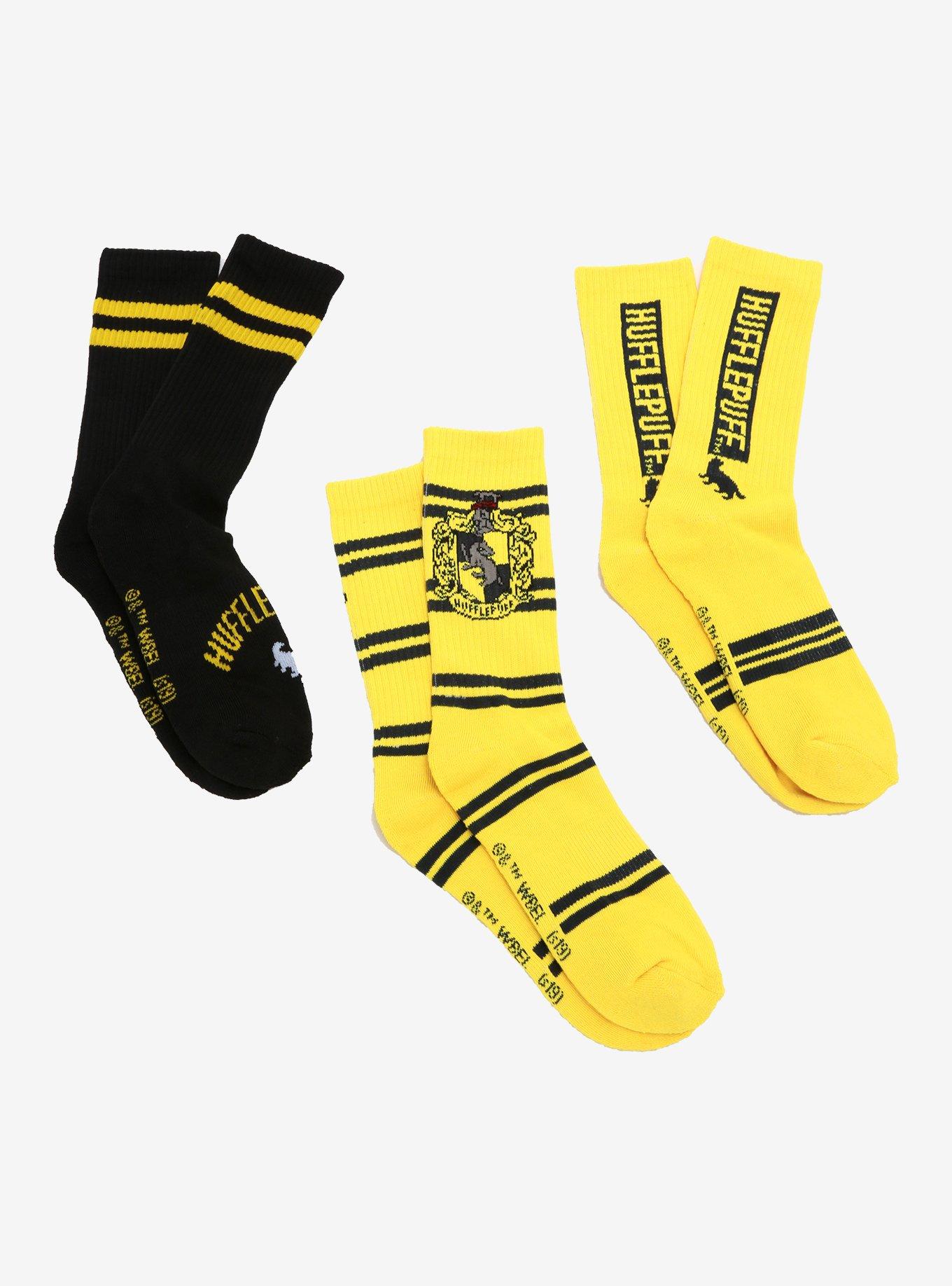 Harry Potter Hufflepuff Crew Sock Set - BoxLunch Exclusive, , hi-res
