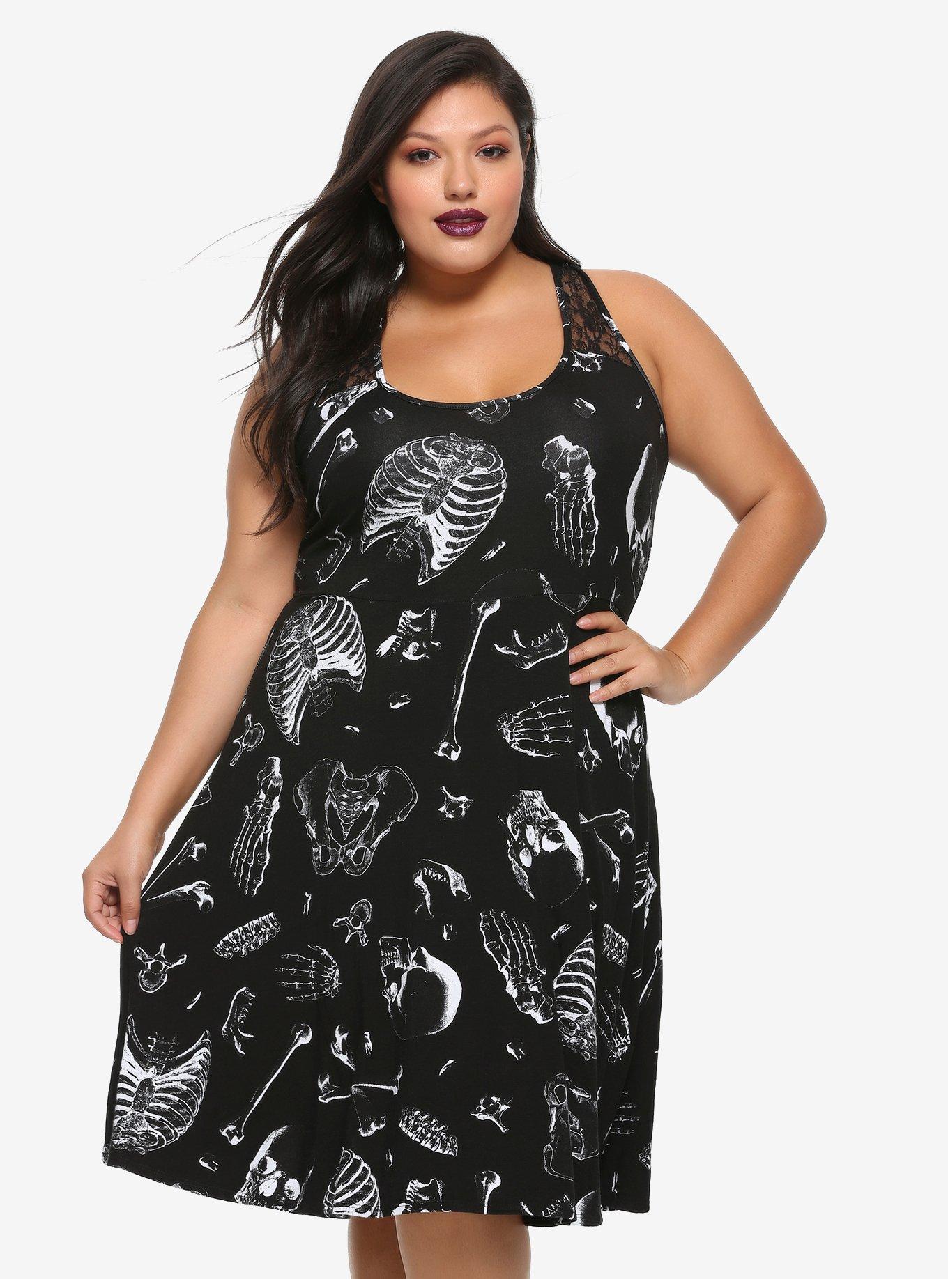 Skeleton Lace Back Crossover Dress Plus Size | Hot Topic