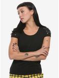 Royal Bones By Tripp Lacing Shoulder Girls T-Shirt Plus Size, BLACK, hi-res