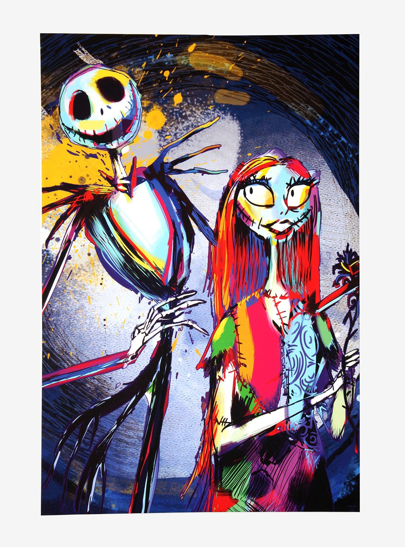 The Nightmare Before Christmas Colorful Jack & Sally Canvas, , hi-res
