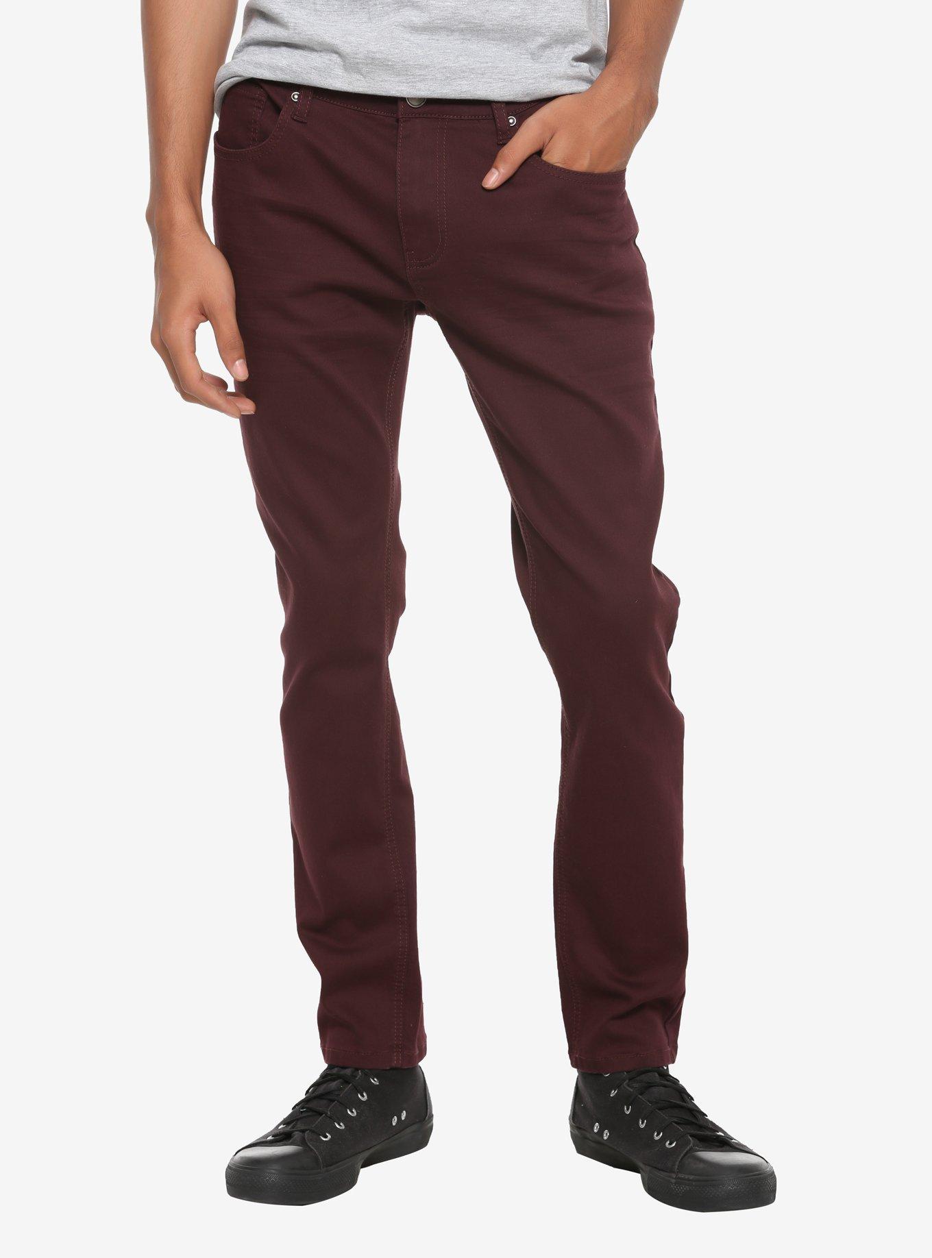 Maroon Skinny Pants, MAROON, hi-res