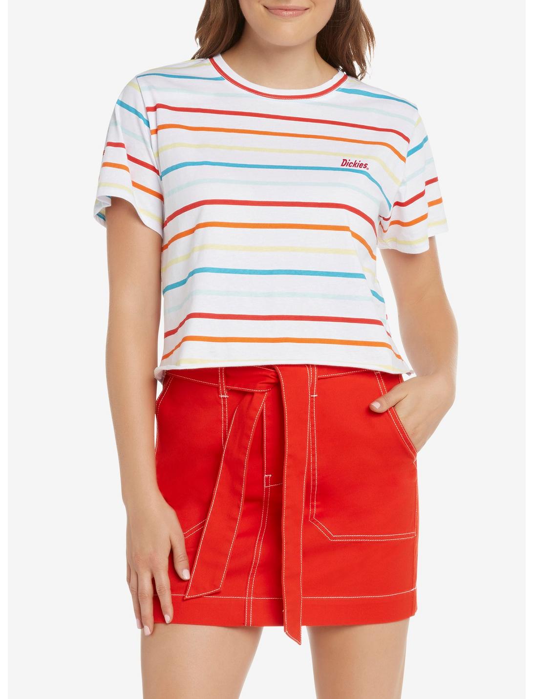 Dickies Rainbow Stripe Girls Crop T-Shirt, RAINBOW, hi-res