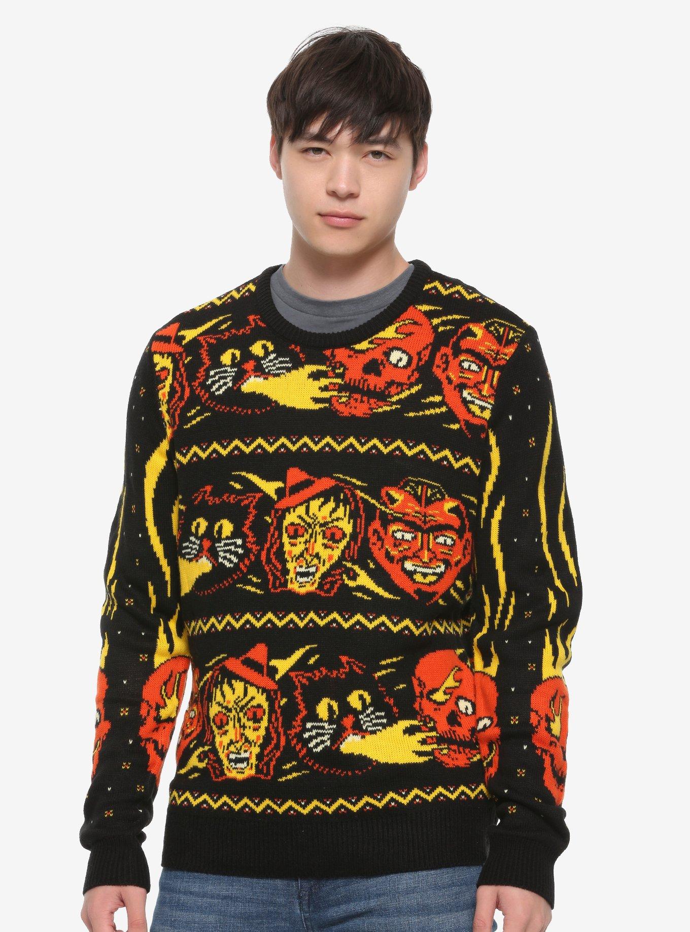Ugly Halloween Fire Sweater Hot Topic Exclusive, MULTI, hi-res