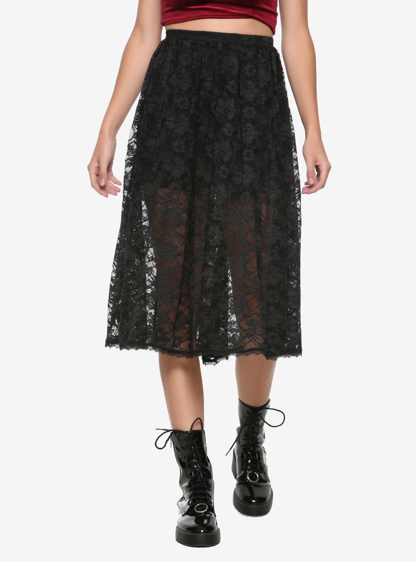 Black Lace Midi Skirt Hot Topic