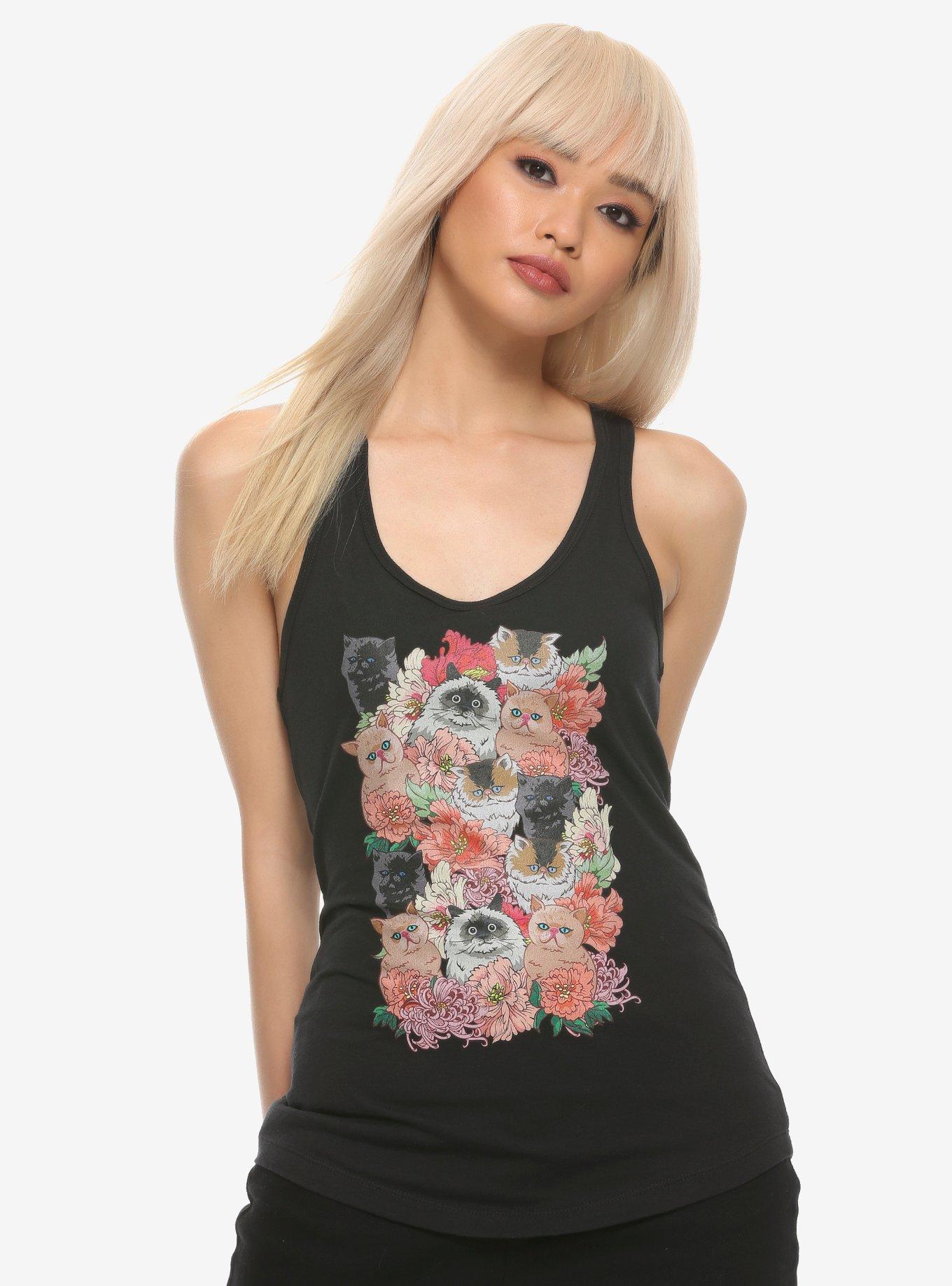 Cats & Flowers Girls Tank Top, MULTI, hi-res