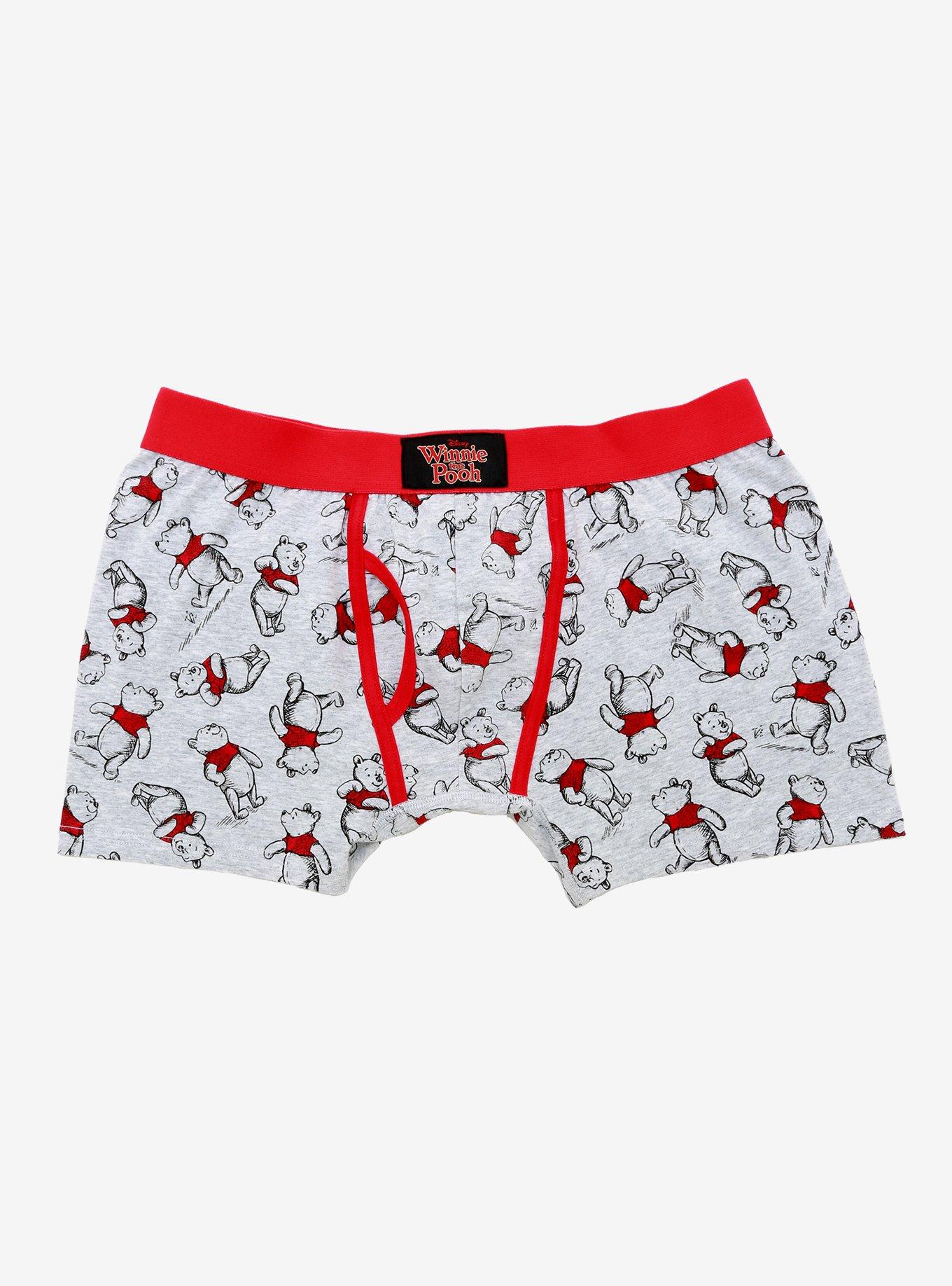 Disney Winnie the Pooh Sketch Boxer Briefs - BoxLunch Exclusive, GREY, hi-res