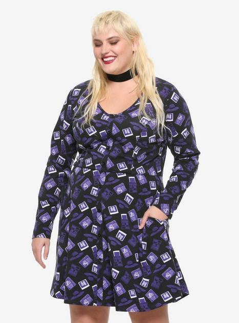 Beetlejuice Lydia Icons Long-Sleeve Dress Plus Size | Hot Topic