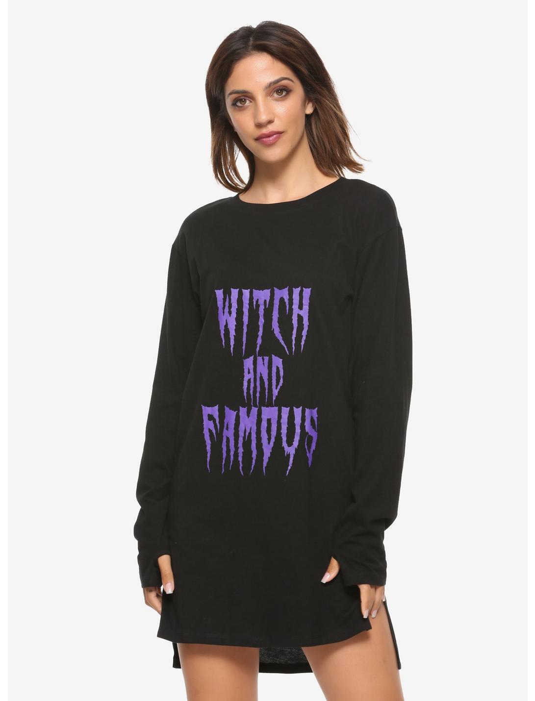 Witch And Famous Long-Sleeve T-Shirt Dress, PURPLE, hi-res