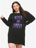 Witch And Famous Long-Sleeve T-Shirt Dress Plus Size, PURPLE, hi-res