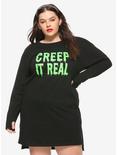 Creep It Real Long-Sleeve T-Shirt Dress Plus Size, GREEN, hi-res