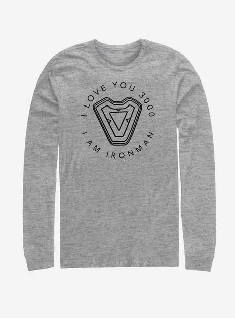 Marvel Avengers: Endgame Ironmans Heart Long-Sleeve T-Shirt - BLACK ...