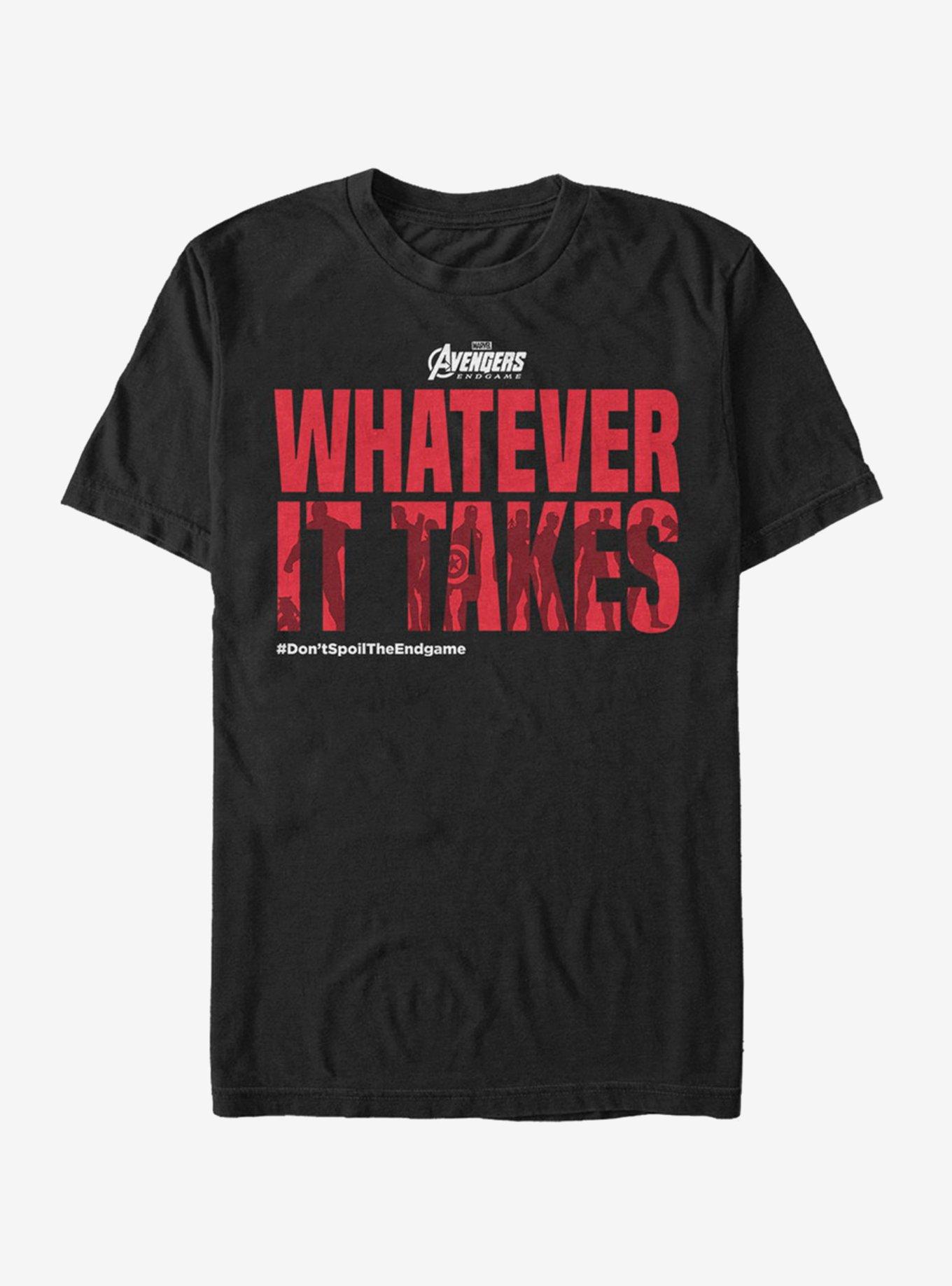 Marvel Avengers: Endgame Whatever It Takes Spoilers T-Shirt - BLACK ...