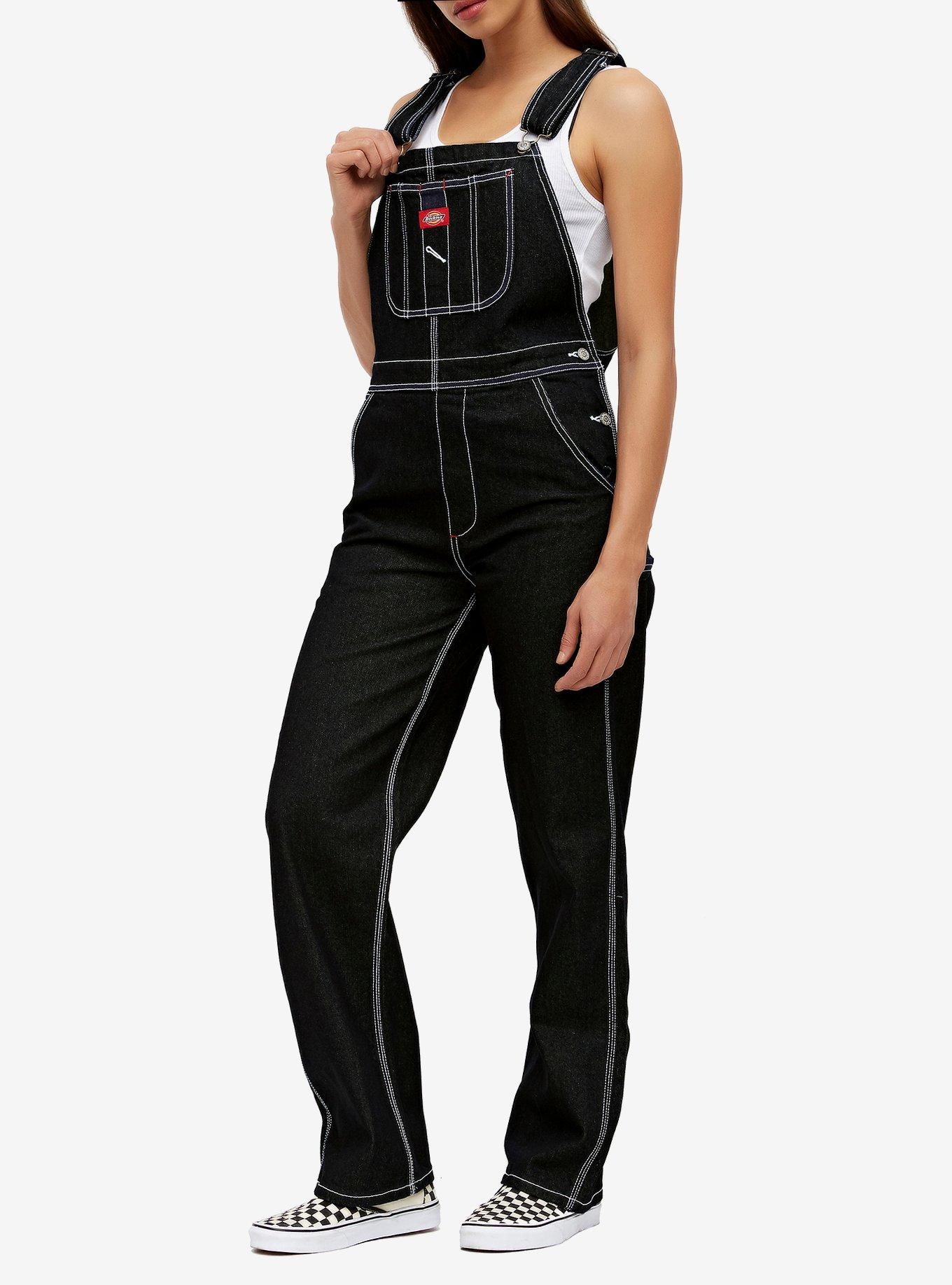 Dickies Black Contrast Carpenter Overalls, BLACK, hi-res