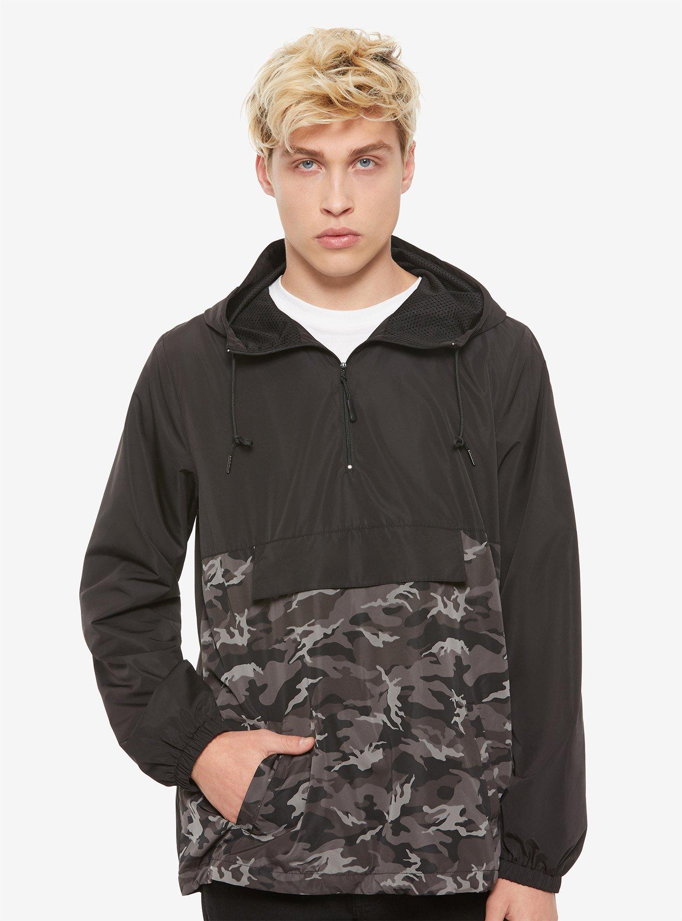 Black & Grey Camo Windbreaker, MULTI, hi-res