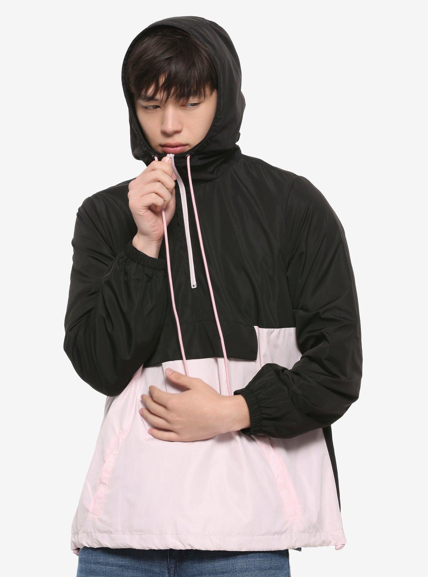 Black & Pink Color-Block Windbreaker