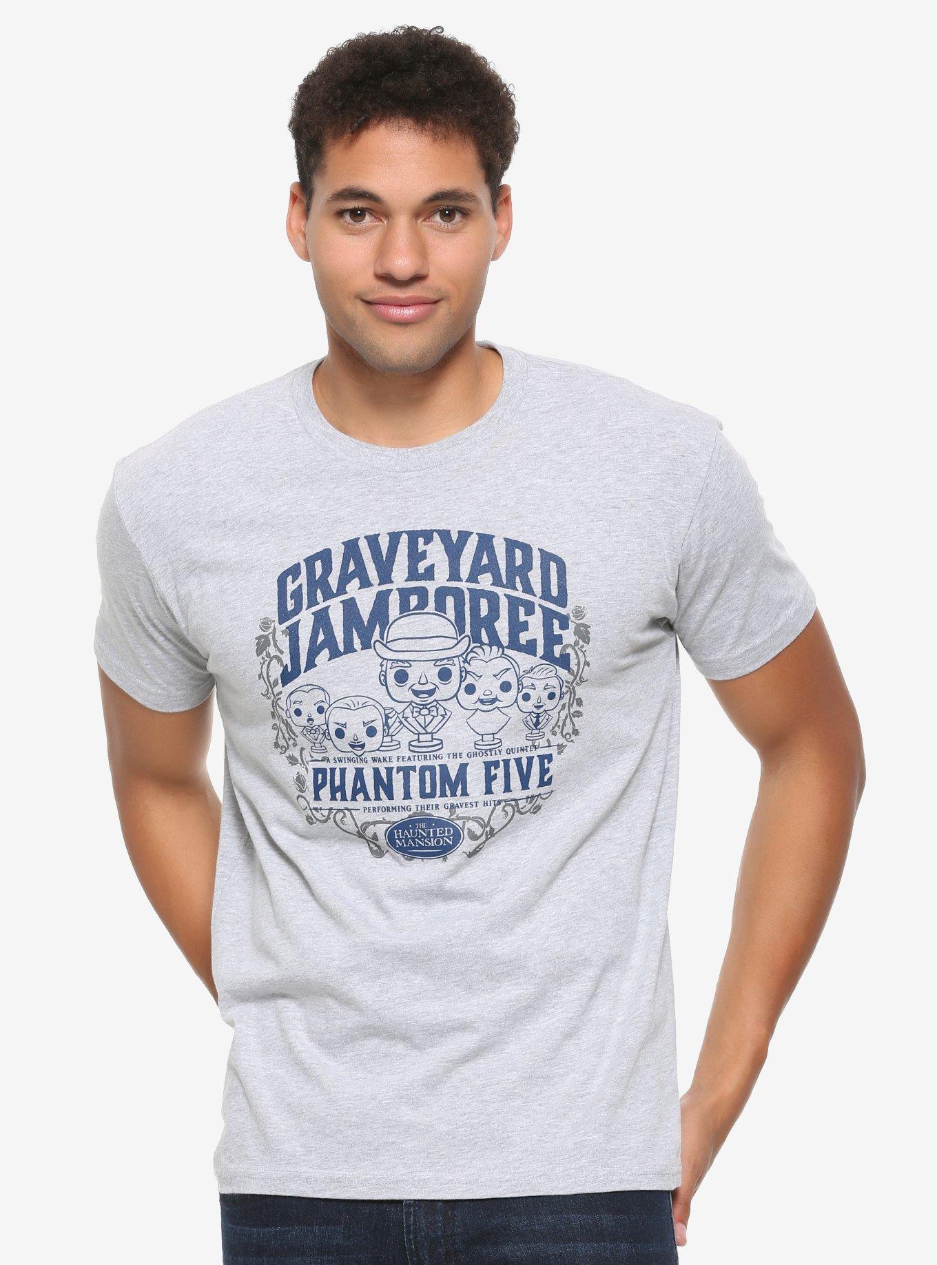 Funko Pop! Tees Disney The Haunted Mansion Graveyard Jamboree Phantom Five T-Shirt - BoxLunch Exclusive, GREY, hi-res