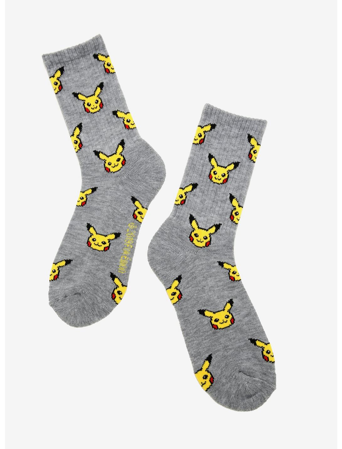 Pokemon Pikachu Face Allover Print Crew Socks - BoxLunch Exclusive, , hi-res