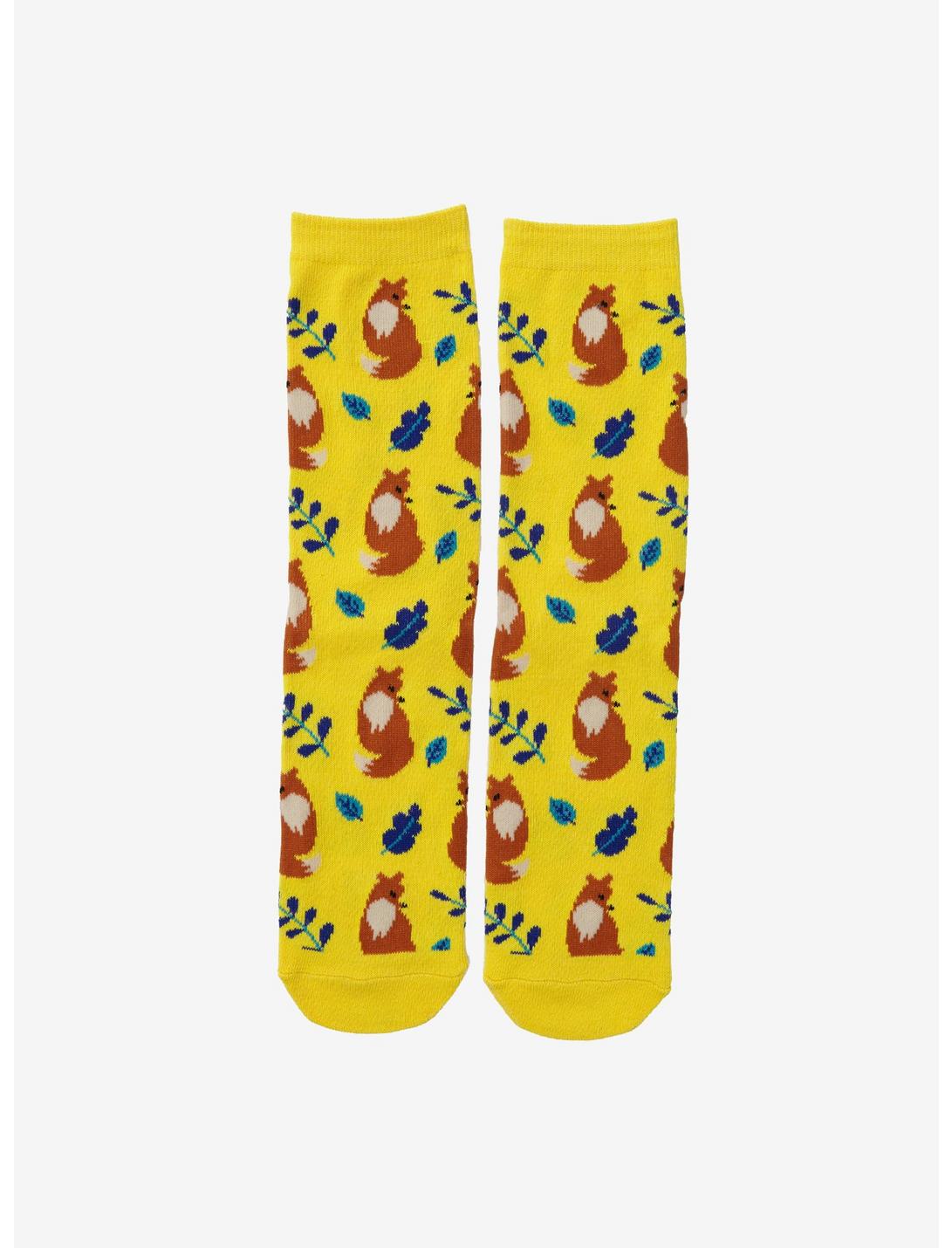 Fox Floral Crew Socks - BoxLunch Exclusive, , hi-res