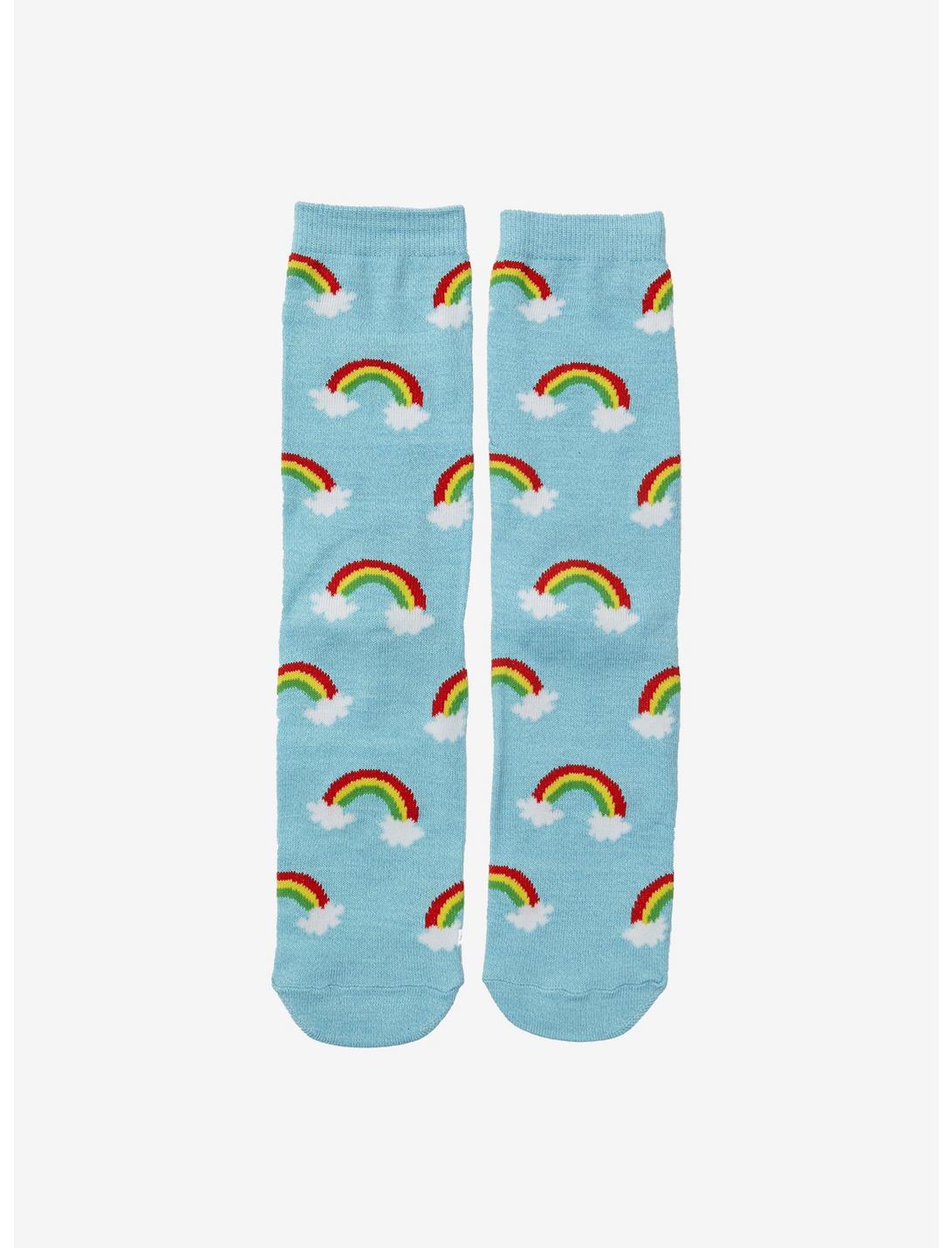 Rainbow Cloud Allover Print Crew Socks - BoxLunch Exclusive, , hi-res