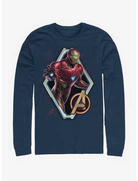 Marvel Avengers: Endgame Iron Man Sun Navy Blue Long-Sleeve T-Shirt, , hi-res