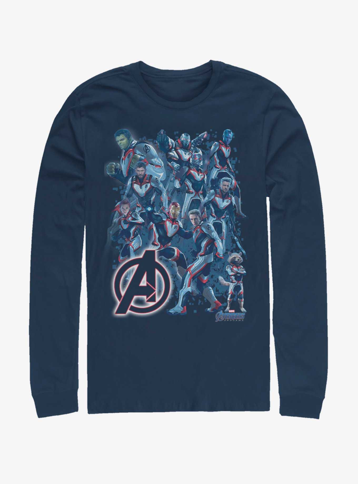 Marvel Avengers: Endgame Suit Group Navy Blue Long-Sleeve T-Shirt, , hi-res