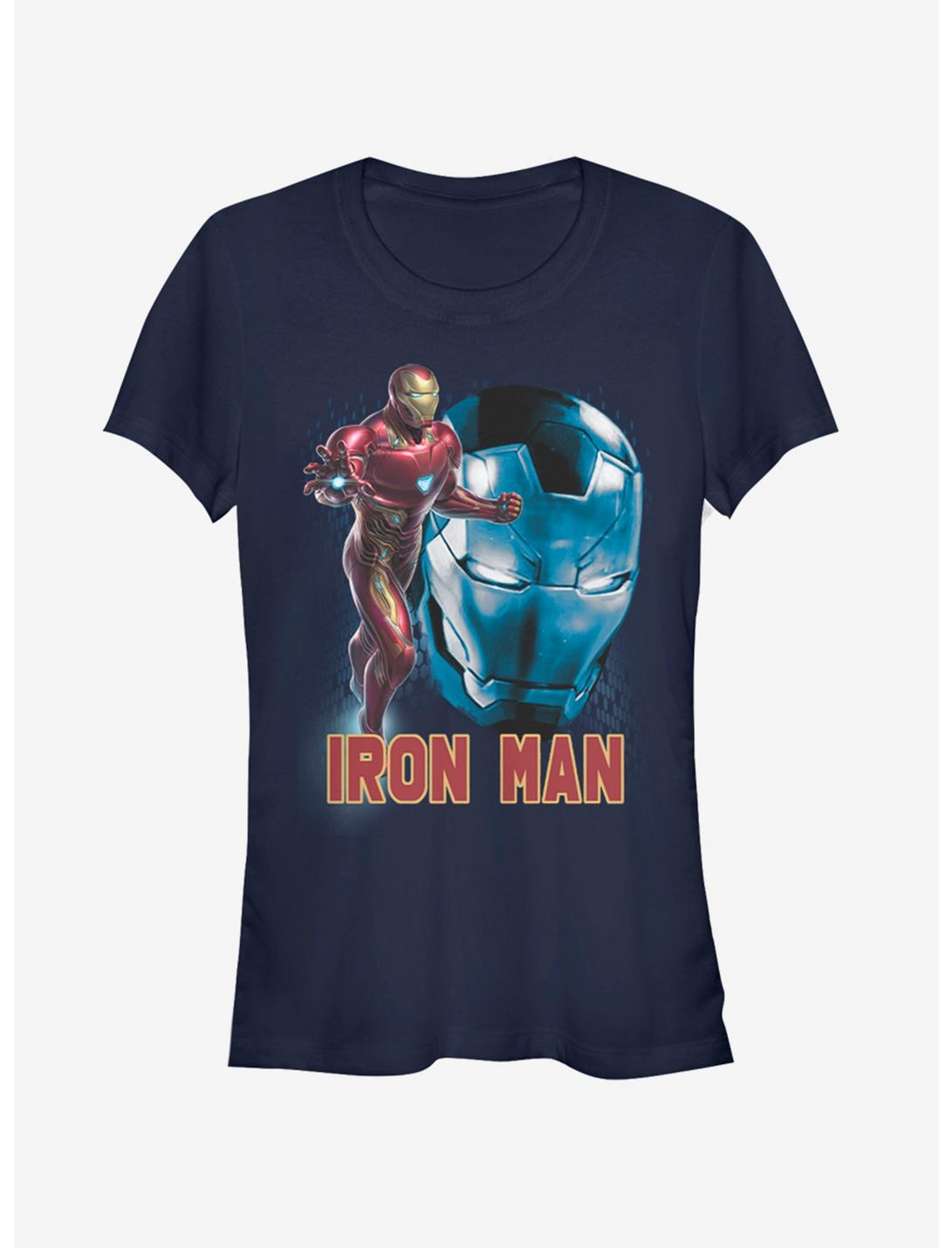 Marvel Avengers: Endgame Iron Man Profile Girls Navy Blue T-Shirt, NAVY, hi-res
