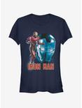 Marvel Avengers: Endgame Iron Man Profile Girls Navy Blue T-Shirt, NAVY, hi-res