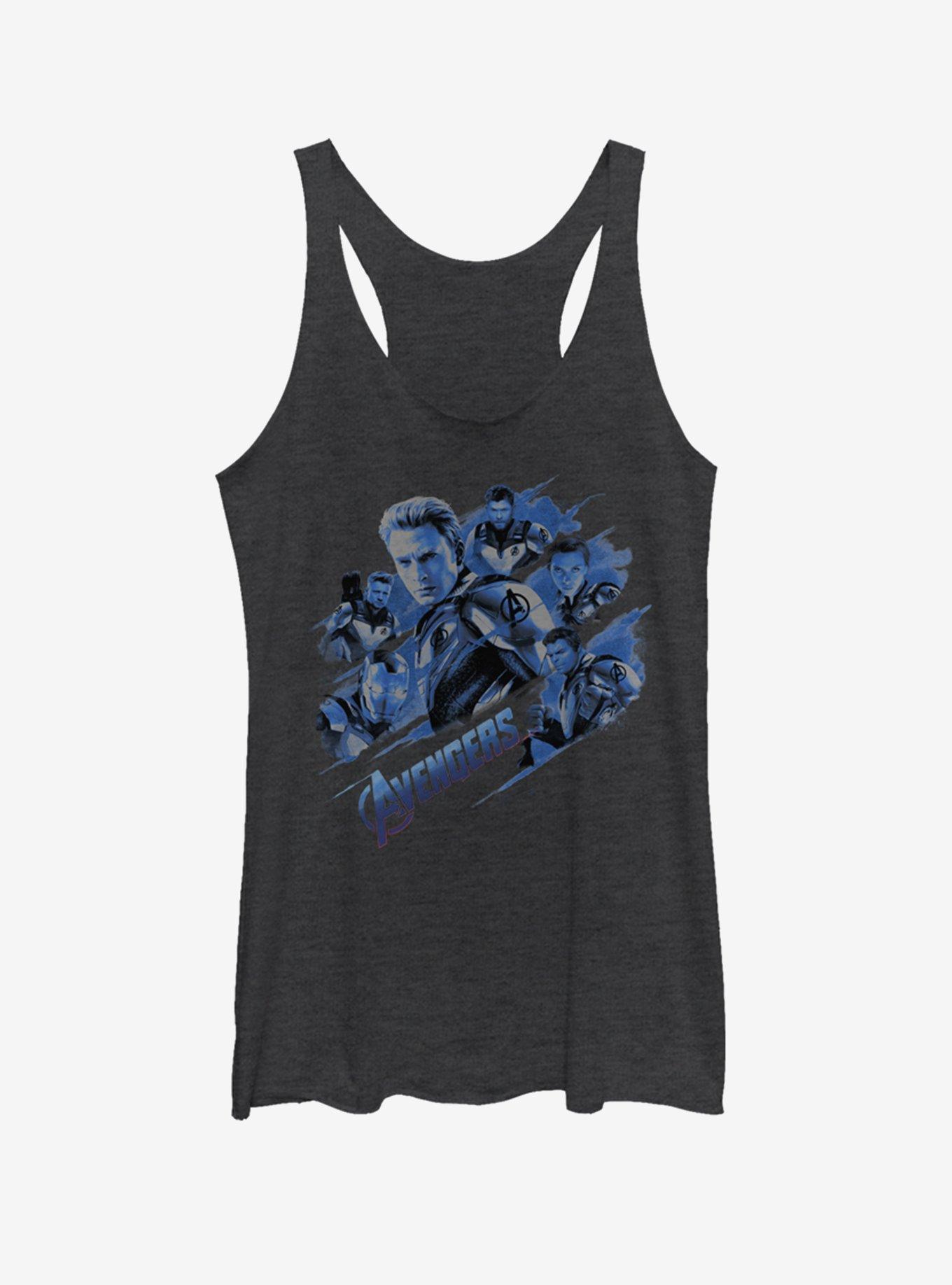 Marvel Avengers: Endgame Captain America Blue Shot Girls Black Heathered Tank Top, , hi-res