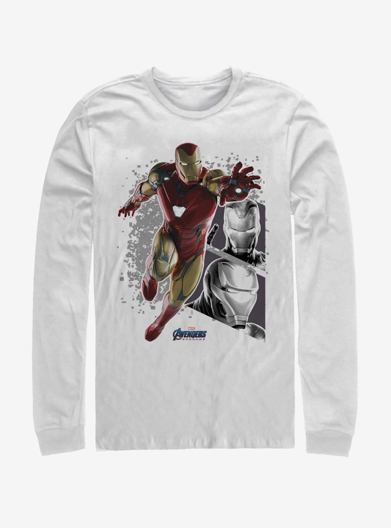 Marvel Avengers: Endgame Iron Man Panels White Long-Sleeve T-Shirt, WHITE, hi-res