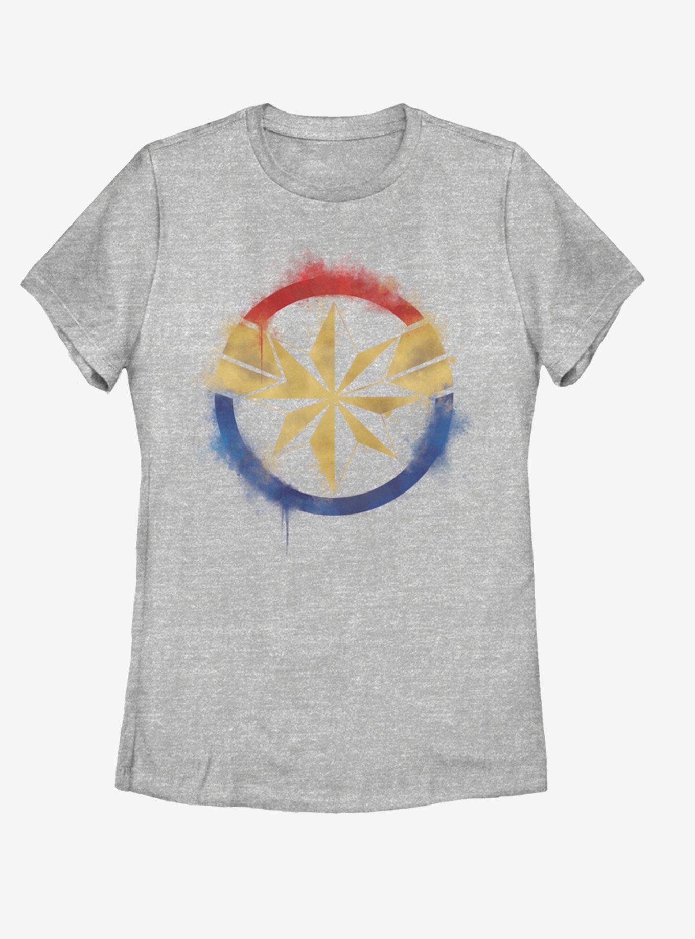 Marvel Avengers: Endgame Captain Marvel Spray Logo Womens T-Shirt, ATH HTR, hi-res