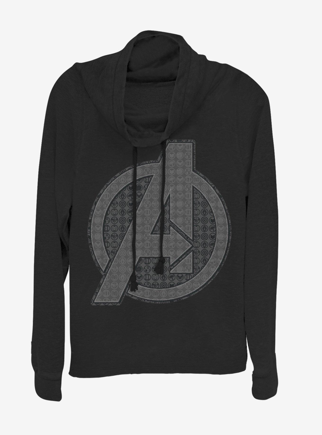 Marvel Avengers: Endgame Grayscale Logo Cowlneck Long-Sleeve Girls Top