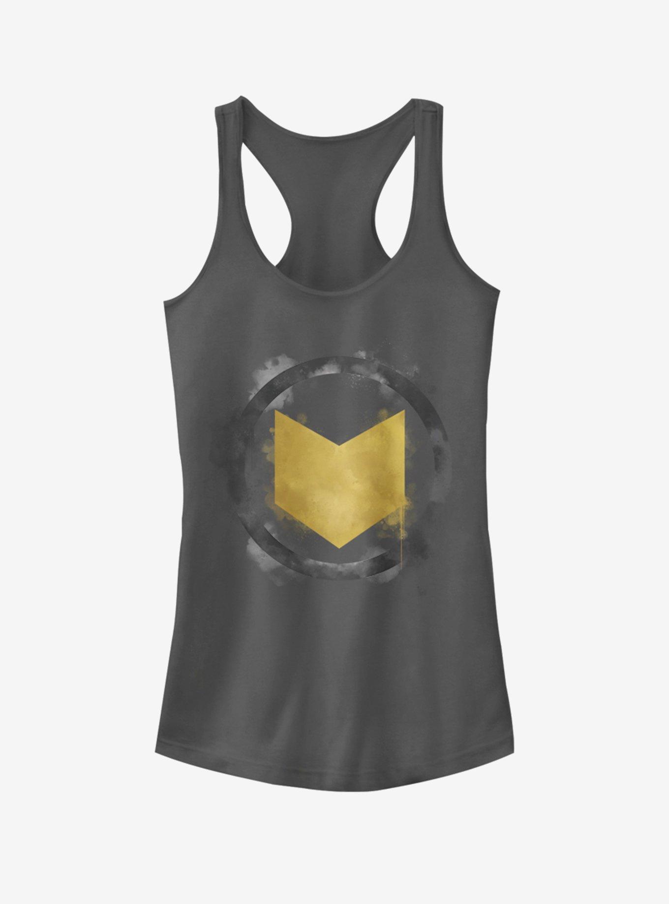 Marvel Avengers: Endgame Hawkeye Spray Logo Girls Charcoal Grey Tank Top, CHARCOAL, hi-res