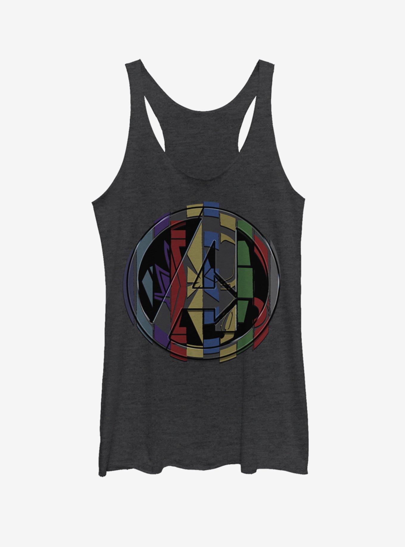 Marvel Avengers: Endgame Badge Mashup Girls Black Heathered Tank Top, , hi-res