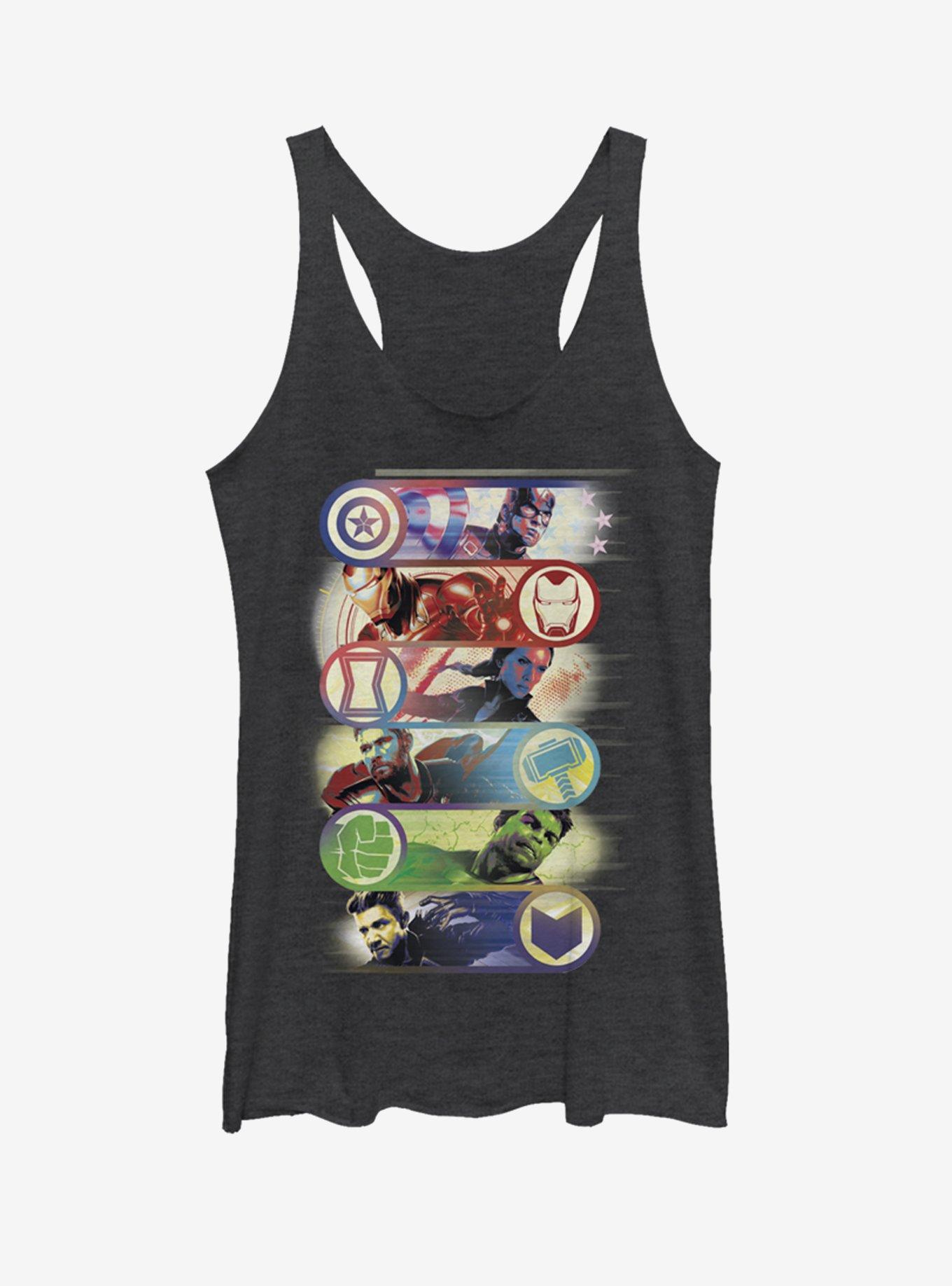 Marvel Avengers: Endgame Avengers Group Badges Womens Tank Top, BLK HTR, hi-res