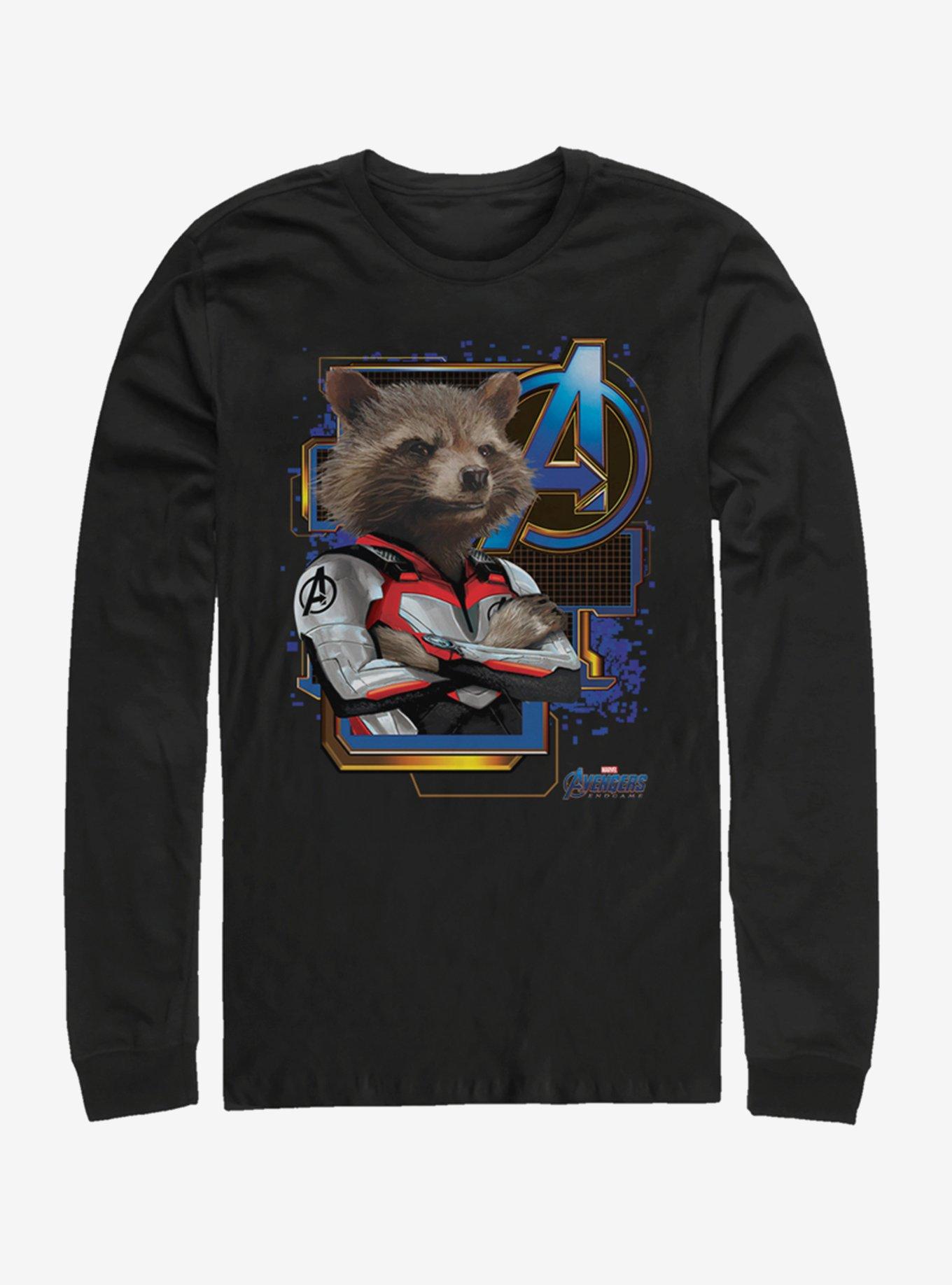 Marvel Avengers: Endgame Rocket In Space Long-Sleeve T-Shirt, BLACK, hi-res