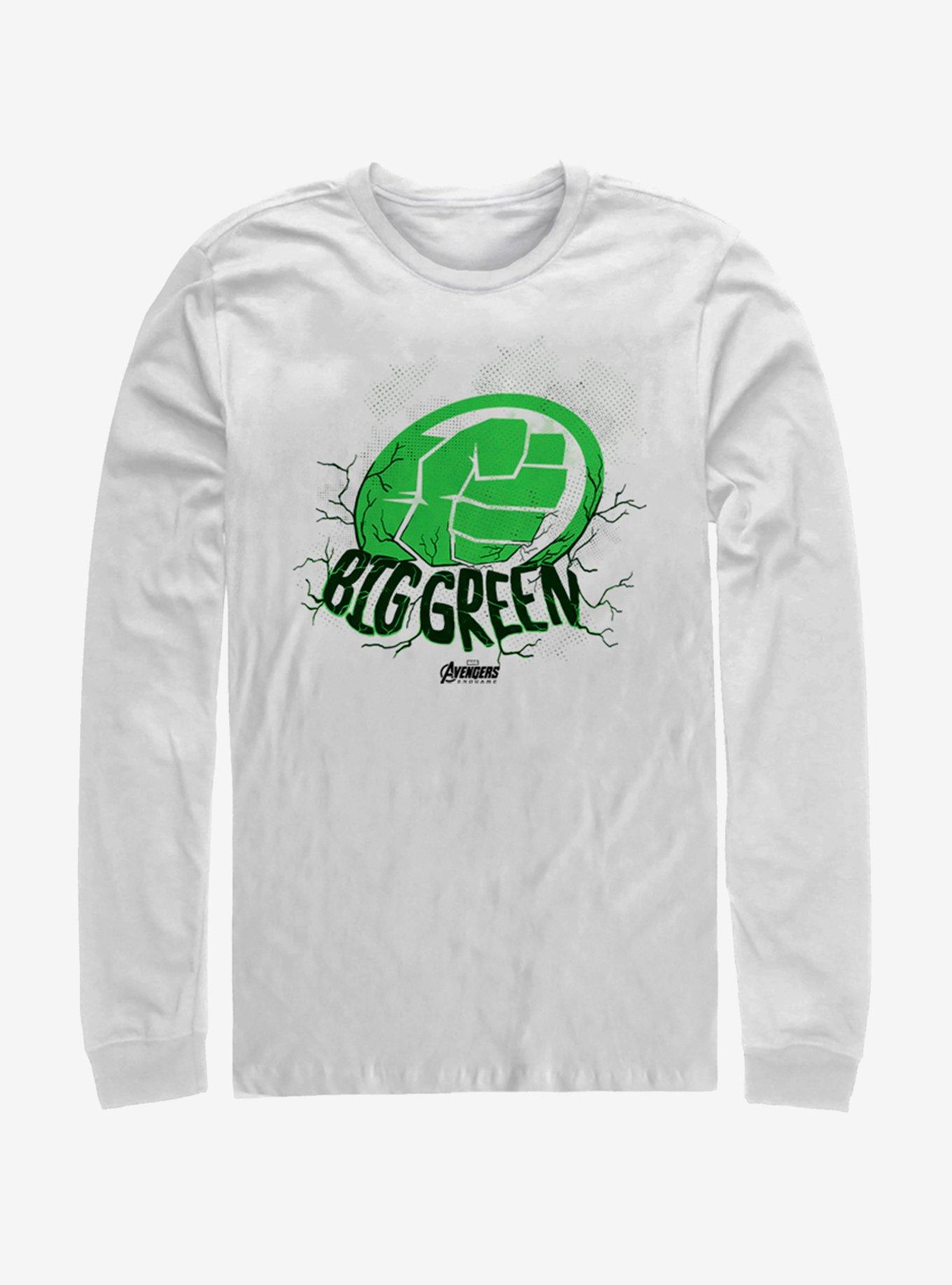 Marvel Avengers: Endgame Big Green White Long-Sleeve T-Shirt, WHITE, hi-res