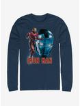 Marvel Avengers: Endgame Iron Man Profile Navy Blue Long-Sleeve T-Shirt, NAVY, hi-res