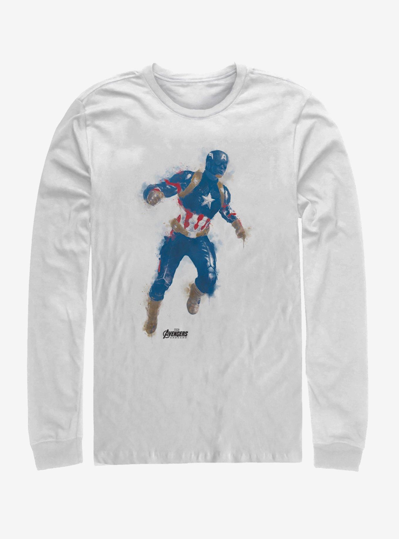 Marvel Avengers: Endgame Cap Paint Long-Sleeve T-Shirt, WHITE, hi-res