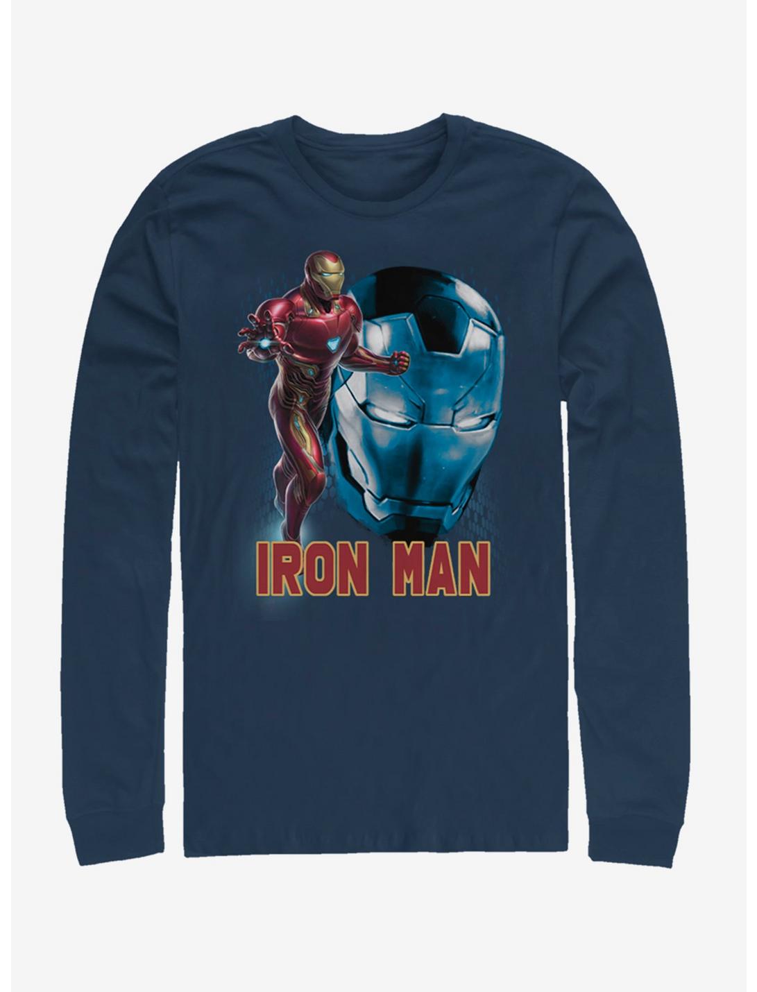 Marvel Avengers: Endgame Ironman Profile Long-Sleeve T-Shirt, NAVY, hi-res