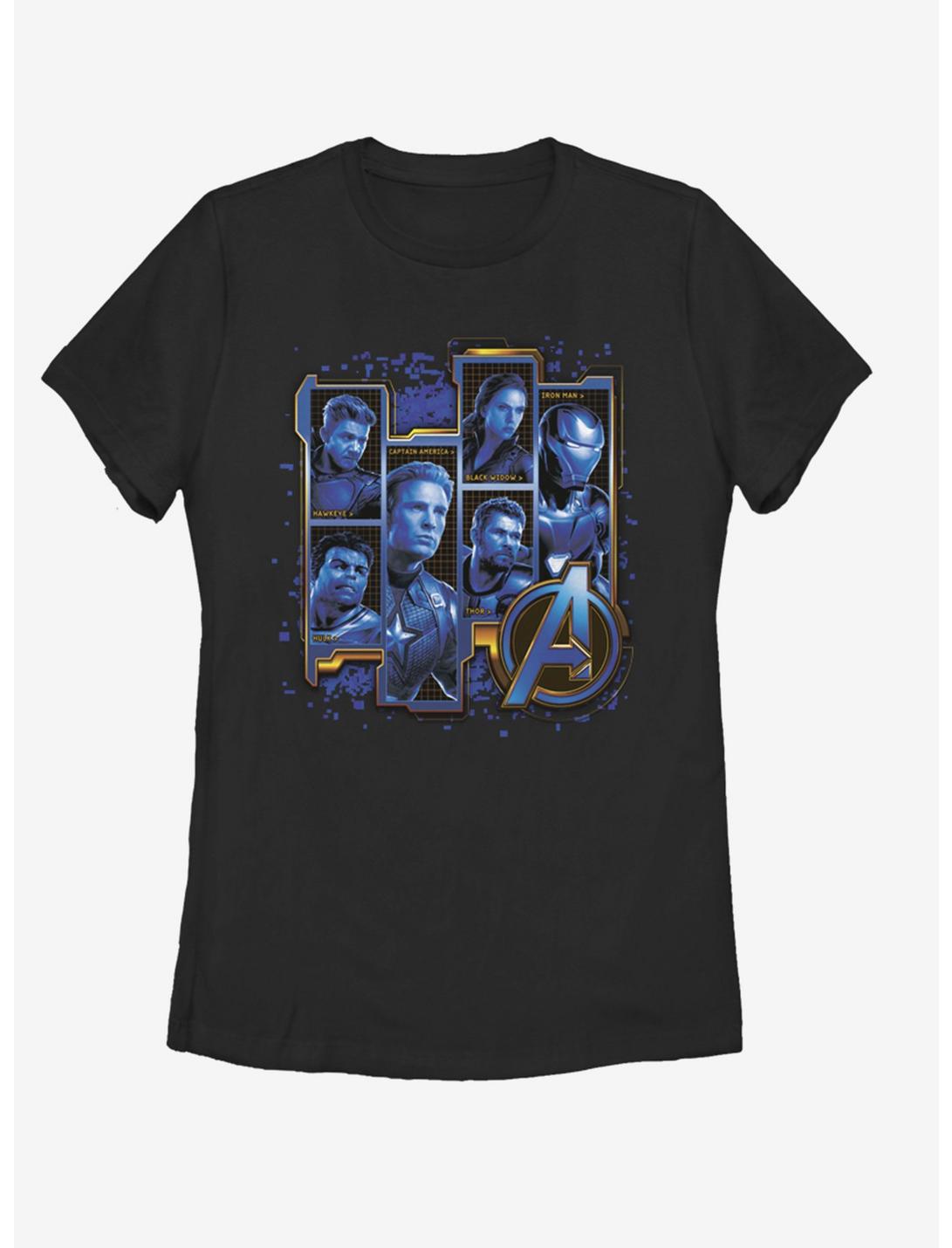 Marvel Avengers: Endgame Blue Box Assemble Womens T-Shirt, BLACK, hi-res